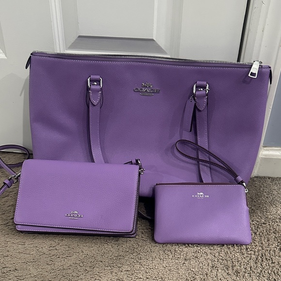 Coach Lavender Tote and Pouch Set - Picture 1 of 15
